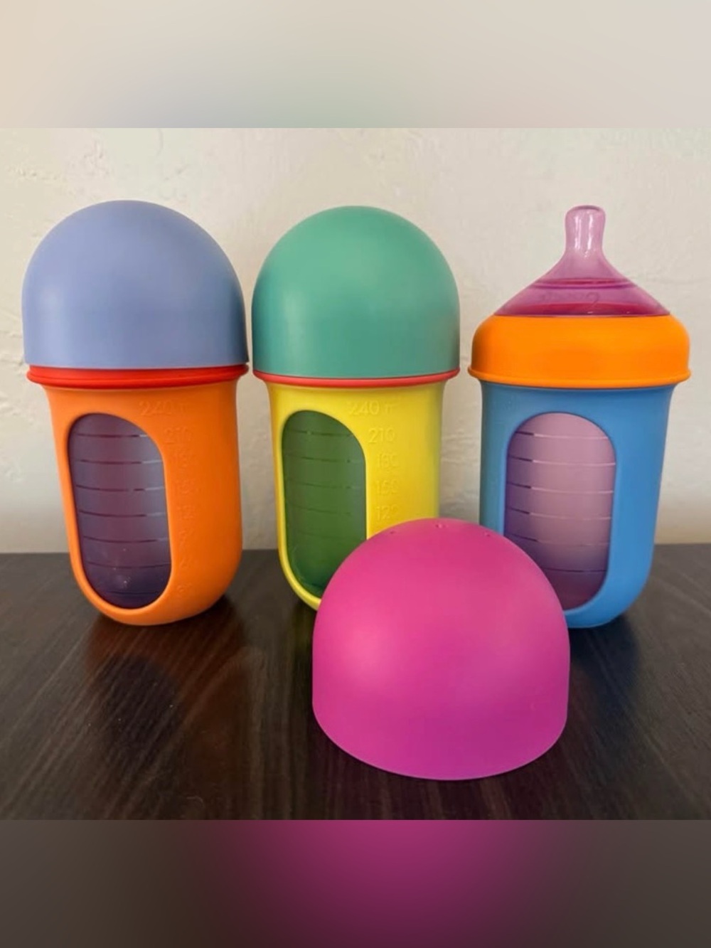 Boon Nursh Silicone Baby Bottles with collapsible silicone pouch 8 fl oz | NWOT
